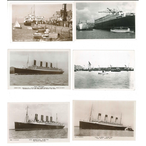 1172 - Postcards; Shipping; unused cards of Aquitania, Mauretania, and Olympic, and three other cards.... 