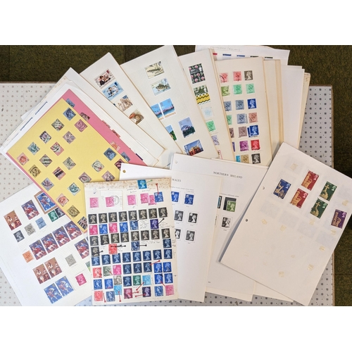 2933 - UK Mixed Lot; bundle of pages of mainly commoner used stamps - defins, commems, and country, the maj... 