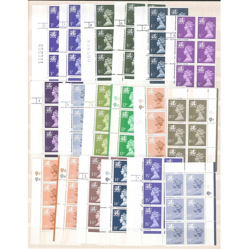 350 - UK Country Stamps; Wales; 1971-onwards Machins in u.m. cylinder blocks of six u.m. - 56 different bl... 