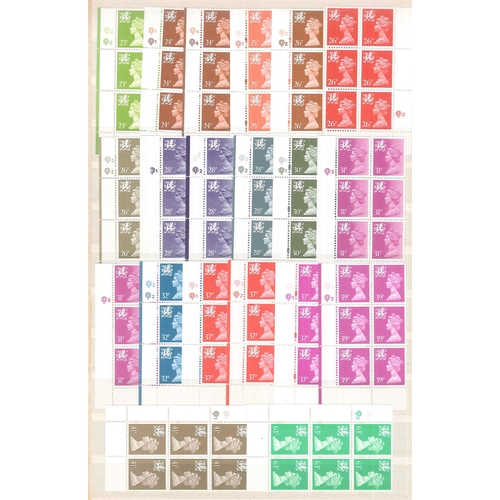 350 - UK Country Stamps; Wales; 1971-onwards Machins in u.m. cylinder blocks of six u.m. - 56 different bl... 