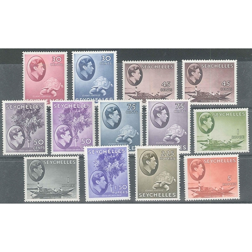 245 - Seychelles; 1938-49 definitive set (25, plus 5 extras) mint - mainly fine l.m.m., but with some u.m.... 