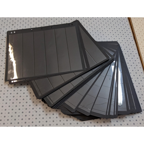 68 - Supplies (Second-Hand); bundle of 100 Prinz/Hagner style pages, black, with 6 strips on one side, al... 