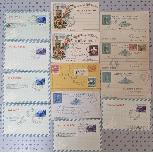 244 - San Marino; 1894-1951 unusual selection of used postal stationery comprising postcards (5), reply ca... 