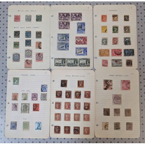 14 - Commonwealth; small bundle of old pages of stamps QV to KG6 only, inc. many medium values. (c.650+)... 