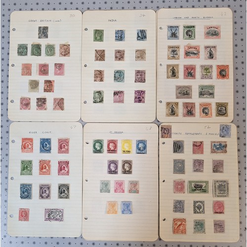 14 - Commonwealth; small bundle of old pages of stamps QV to KG6 only, inc. many medium values. (c.650+)... 