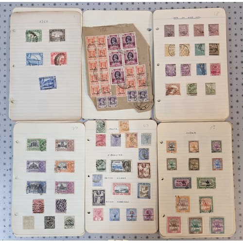 14 - Commonwealth; small bundle of old pages of stamps QV to KG6 only, inc. many medium values. (c.650+)... 