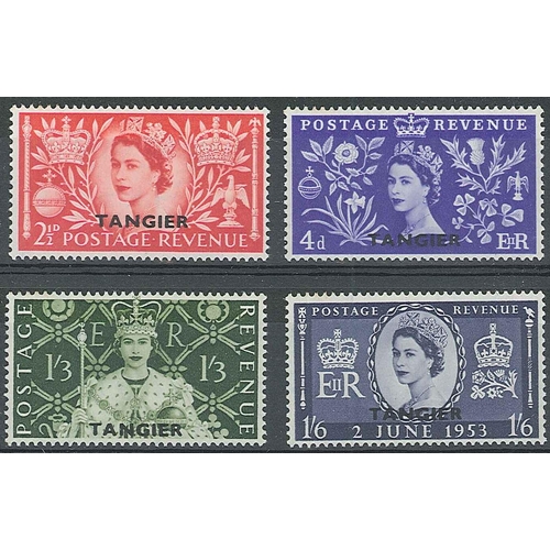 1919 - Morocco Agencies; Tangier; 1953 Coronation set (4) u.m., SG 306-9 cat.£12.... 