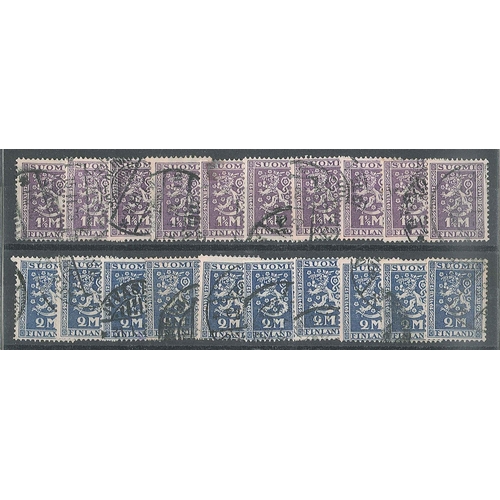 1526 - Finland; 1927 Independence 1½m, 2m, and 1929 Ǻbo 2m - ten of each f.u. SG 255A-6A cat.£... 