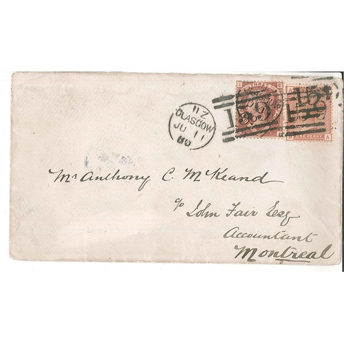 2755 - Scottish Postal History; 1880 cover Glasgow to Canada, with 1½d plate 3 and 1d Venetian Red. ... 