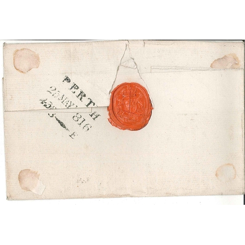 2723 - Scottish Postal History; 1816 cover Perth to Aberdeen with Perth dated mileage mark.... 