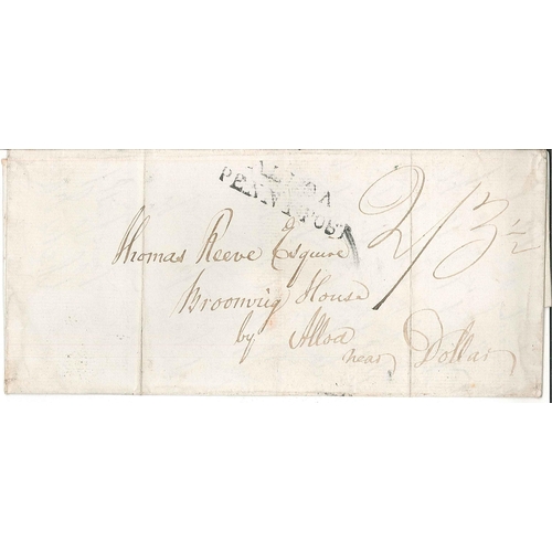 2728 - Scottish Postal History; 1835 entire St. Andrews to Alloa with good strike of black two-line 