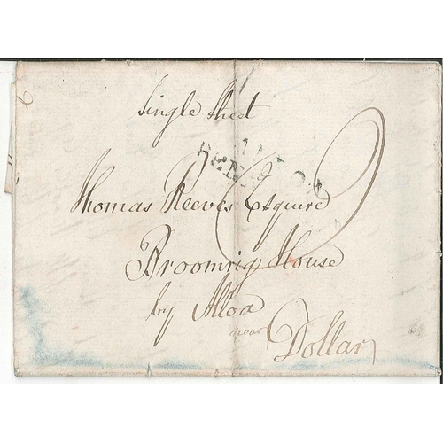 2725 - Scottish Postal History; 1833 entire St. Andrews to Alloa with faint strike of black two-line 