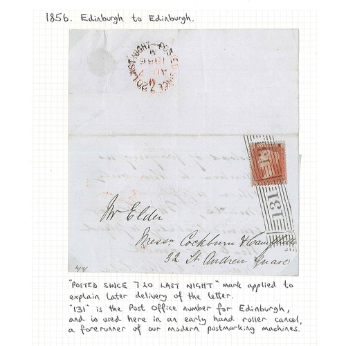 2752 - Scottish Postal History; 1856 part entire with Penny Red Stars (LC14) cancelled by very fine strike ... 