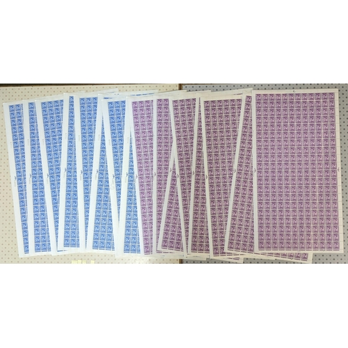 345 - UK Country Stamps; Jersey; 1967 3d phos. (9 complete sheets of 240), and 4d phos. (8 complete sheets... 