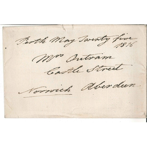 2723 - Scottish Postal History; 1816 cover Perth to Aberdeen with Perth dated mileage mark.... 