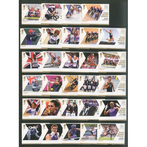 333 - UK; 2012 Olympic Gold Medal Winners set of 29 single stamps u.m., face value £31.90.... 