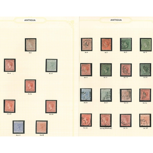 71 - Antigua; 1863-87 selection on two pages inc. 1884 1d SG 24 heavily mounted mint, 1863-67 1d g.u., 6d... 