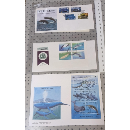 1044 - Thematic; Whales; mixture on a few pages. (40 stamps, 8 m.s., 17 FDCs, 4 cards)... 