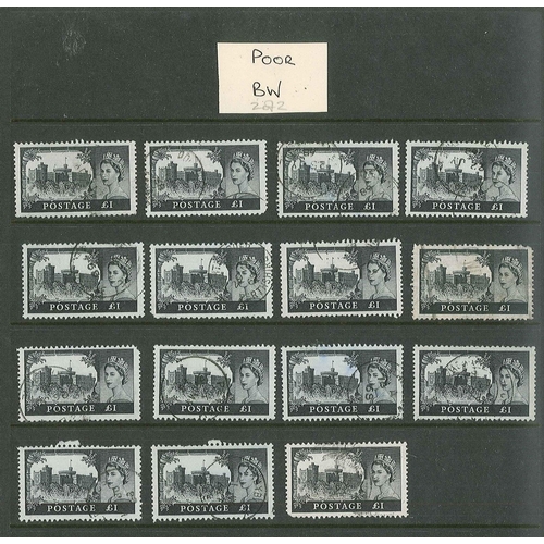 318 - UK; 1959-69 Bradbury Wilkinson Castles £1 - 138 used single examples, sorted by quality. Also anothe... 