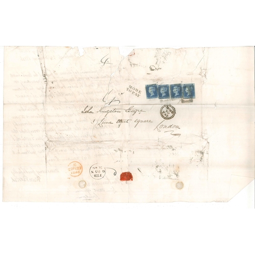 2745 - Scottish Postal History; 1846 scrappy entire (which has had loose contents) Edinburgh to London, wit... 