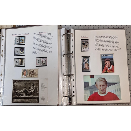 21 - Thematic; “Scots on Stamps”; two-volume collection of stamps, covers (mainly FDCs or souvenir covers... 