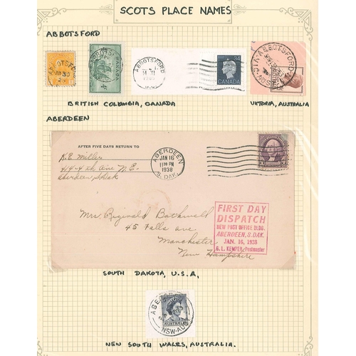 22 - Thematics; Scottish Names Used Abroad; collection in binder (16 pages written-up, many others on sto... 