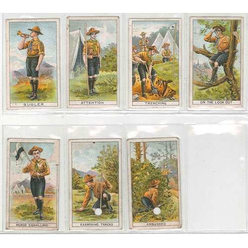 33 - Trade Cards; Falconer & Co.; seven cards from a set of twelve Boy Scout Cards, designs as Pascal... 