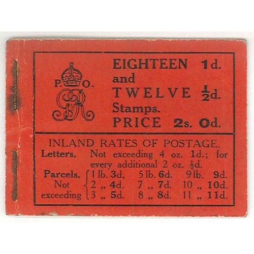 334 - UK Booklets; 1912 remains of 2/- booklet, containing only 4 x 1d and 2 x ½d (from 5 different... 