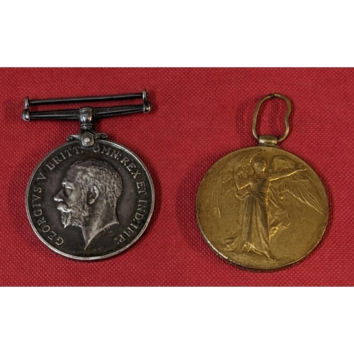 50 - Medals; WW1 standard pair named to 40098 Pte. F. Bolton, Wilts. R. (Victory a bid knocked, no ribbon... 