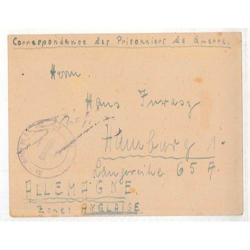 1053 - Covers; Prisoner of War Mail; post-WW2 (probably c.1945) P.o.W. cover from Hyères (France) to German... 