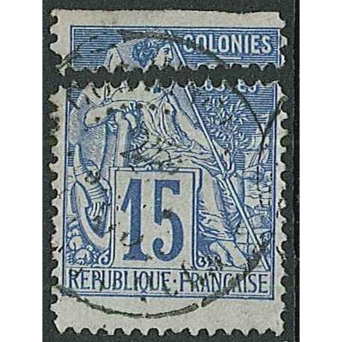 1550 - French Colonies; General Issues; 1881-86 15c f.u., misperforated at top, separating the upper part o... 