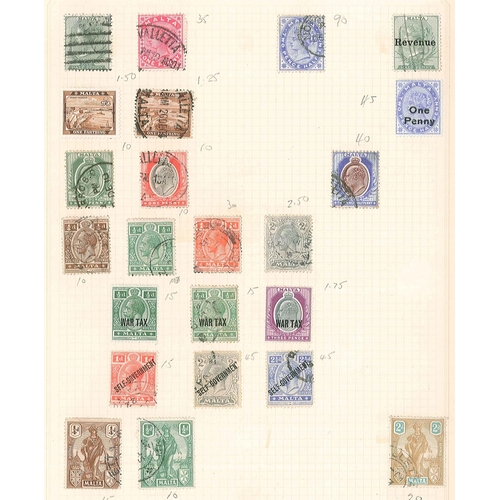 Malta; 1885-1960 m. & u. on several pages. Cat.£328. (125)