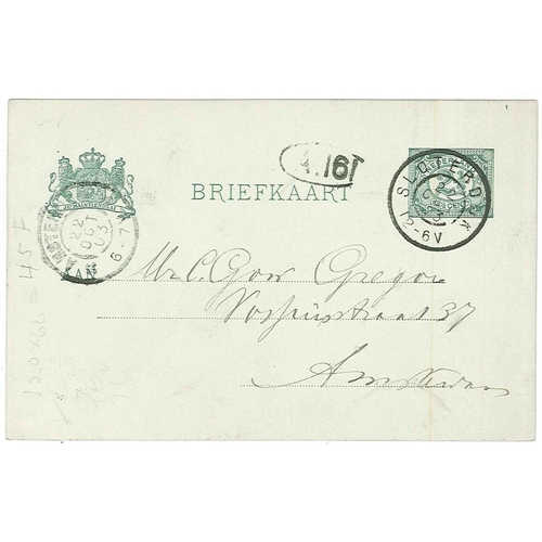 1927 - Netherlands; 1903 2½c postal stationery card with strong Sloterdijk c.d.s., etc.