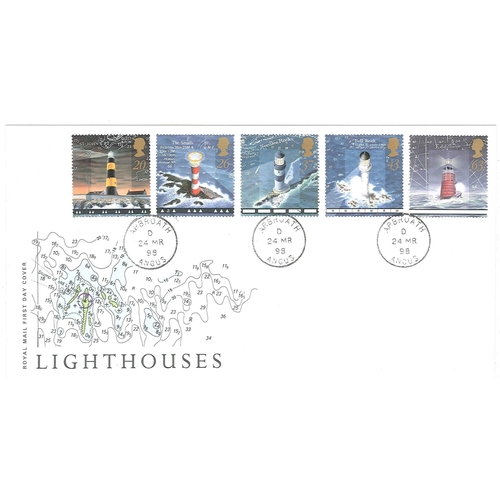 2697 - UK FDCs; 1998 Lighthouses set on Royal Mail unaddressed cover with Arbroath c.d.s.