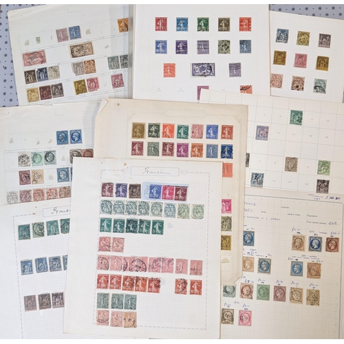 136 - France; bundle of pages from various collections. Most periods, but many are from earlies to about 1... 