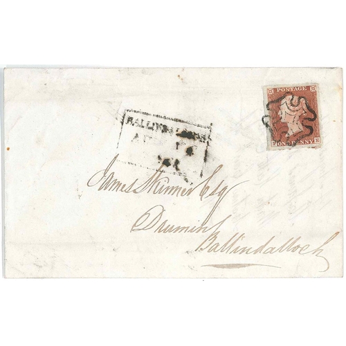 2730 - Scottish Postal History; 1841 (14 Aug.) cover to Ballindalloch with Penny Red Imperf (four good marg... 