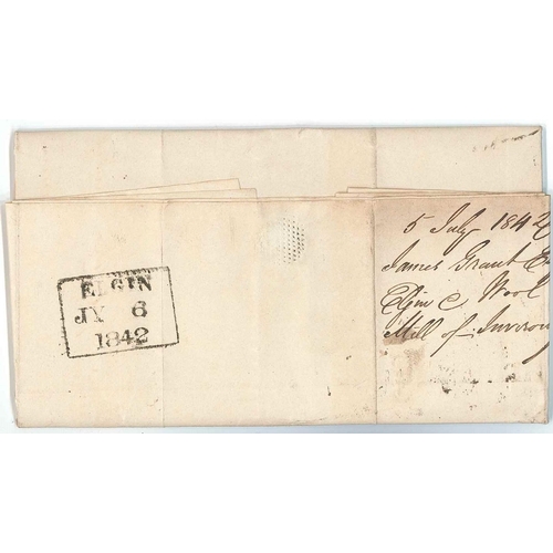 2735 - Scottish Postal History; 1842 entire Elgin to Ballindalloch with two Penny Red Imperf singles cancel... 