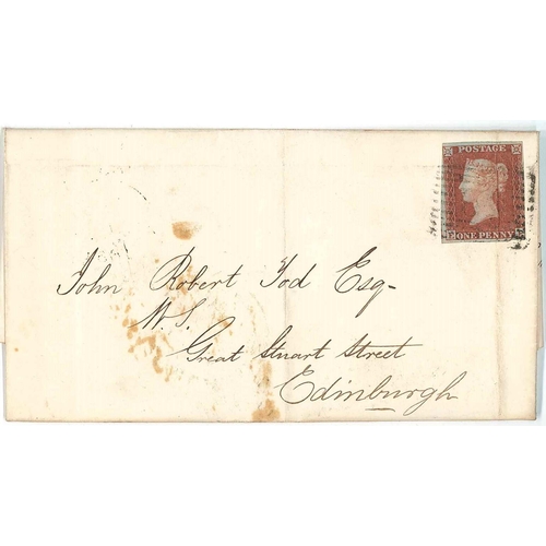 2750 - Scottish Postal History; 1854 cover to Edinburgh with boxed 