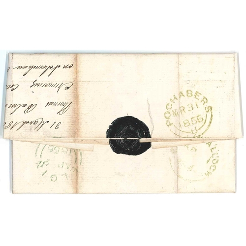 2751 - Scottish Postal History; 1855 entire Fochabers to Glenlivet, redirected to Elgin. Two Penny Red Star... 