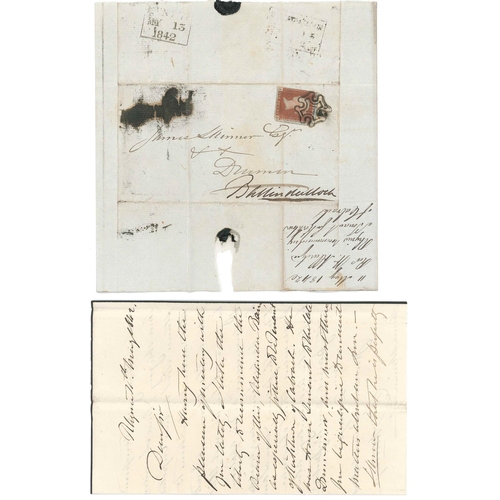 2736 - Scottish Postal History; 1842 (13 May) cover with enclosed letter, Huntly to Ballindalloch. Penny Re... 