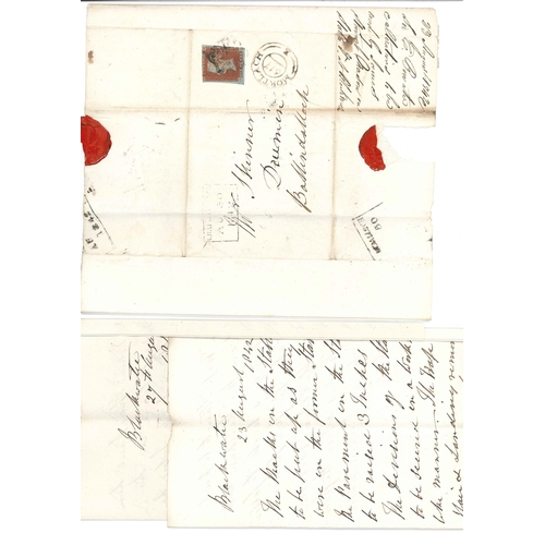 2740 - Scottish Postal History; 1842 (30 Aug.) cover to Ballindalloch with Penny Red Imperf (2½ marg... 