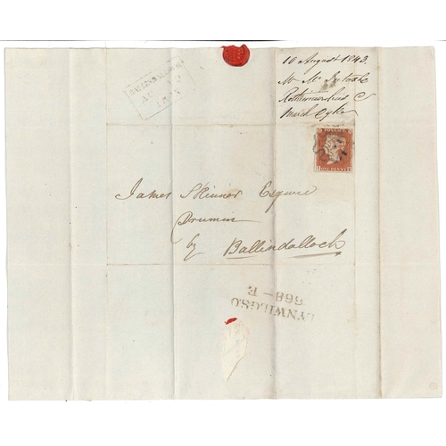 2741 - Scottish Postal History; 1843 (10 Aug.) entire from Dell of Rothiemurchus to Ballindalloch, with Pen... 