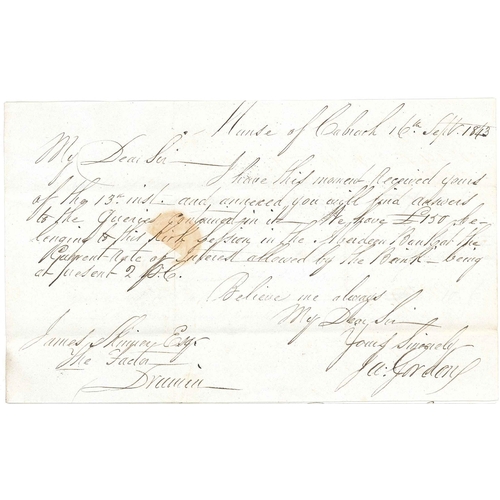 2742 - Scottish Postal History; 1843 (17 Sep.) cover to Drumin with Penny Red Imperf (3+ margins, filing cr... 