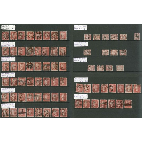 412 - UK Mixed Lots; a dozen stockleaves, with main value in 1864-79 Penny Red Plates (137), plus 1870-79 ... 