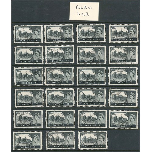 317 - UK; 1959-69 De La Rue Castles £1 - 115 used examples, sorted by quality. SG 598 cat.£12 each = £1,38... 