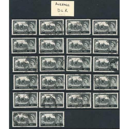 317 - UK; 1959-69 De La Rue Castles £1 - 115 used examples, sorted by quality. SG 598 cat.£12 each = £1,38... 