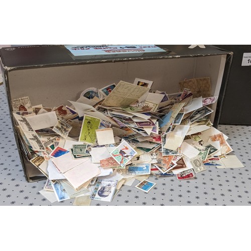 1010 - Mixed Lots; small box with about 120g net weight of loose world (non-UK) stamps. (1,000s)... 