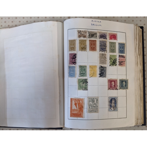 378 - Collections; three old albums of world stamps, picked/remaindered in varying degrees. Generally comm... 