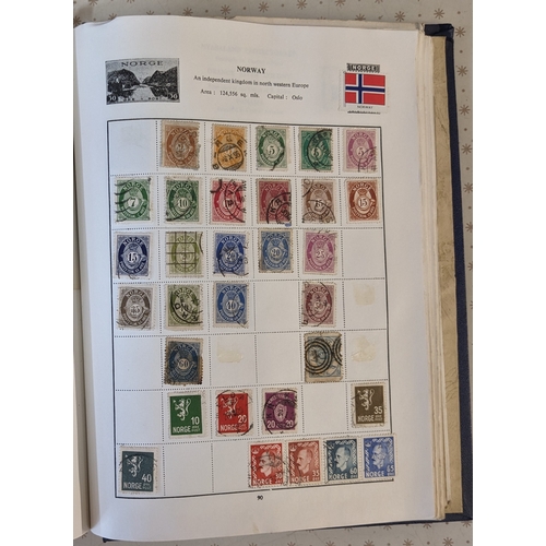 378 - Collections; three old albums of world stamps, picked/remaindered in varying degrees. Generally comm... 