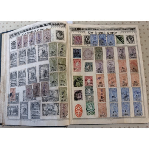 378 - Collections; three old albums of world stamps, picked/remaindered in varying degrees. Generally comm... 